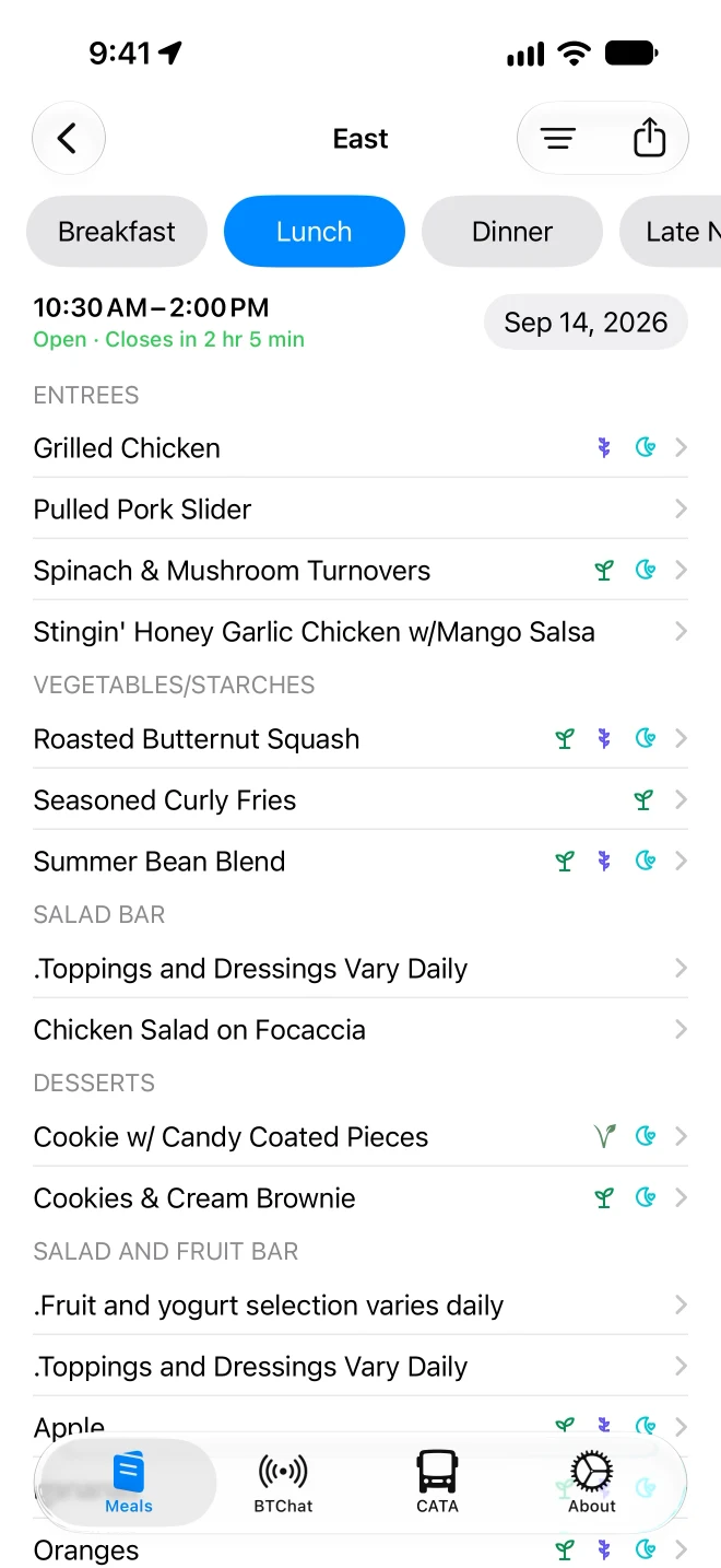 East Food District menu in Halls
