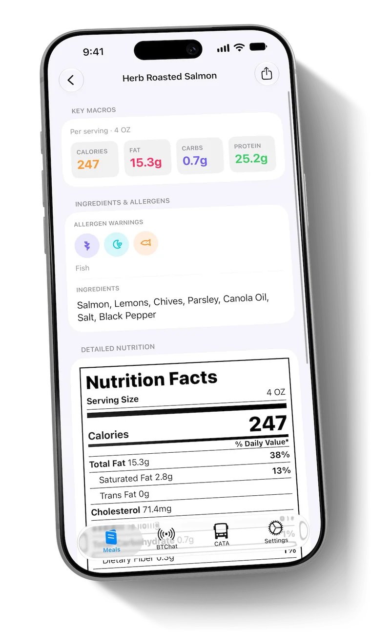 Herb Roasted Salmon with its macros, allergens, ingredients and nutrition facts